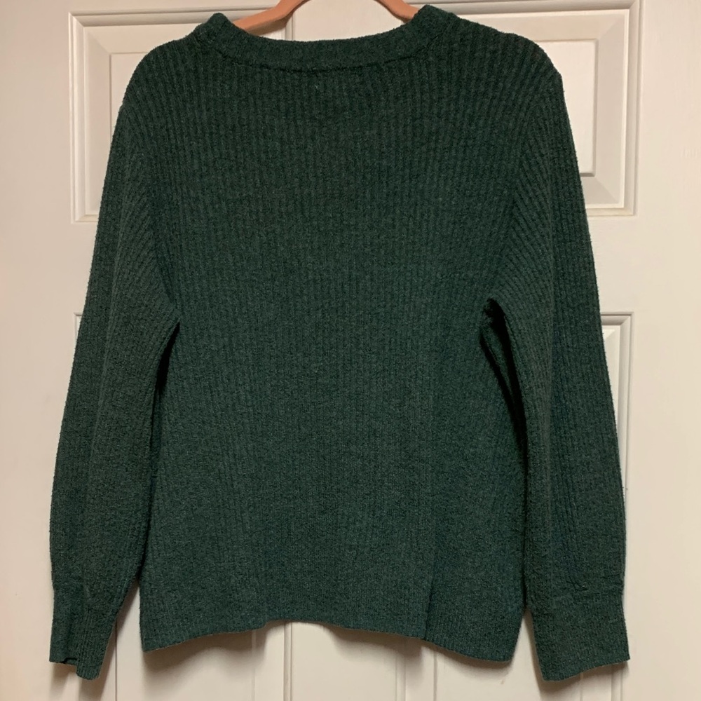 Market & Spruce Deep Green Ribbed Crewneck Sweater - Picture 5 of 6